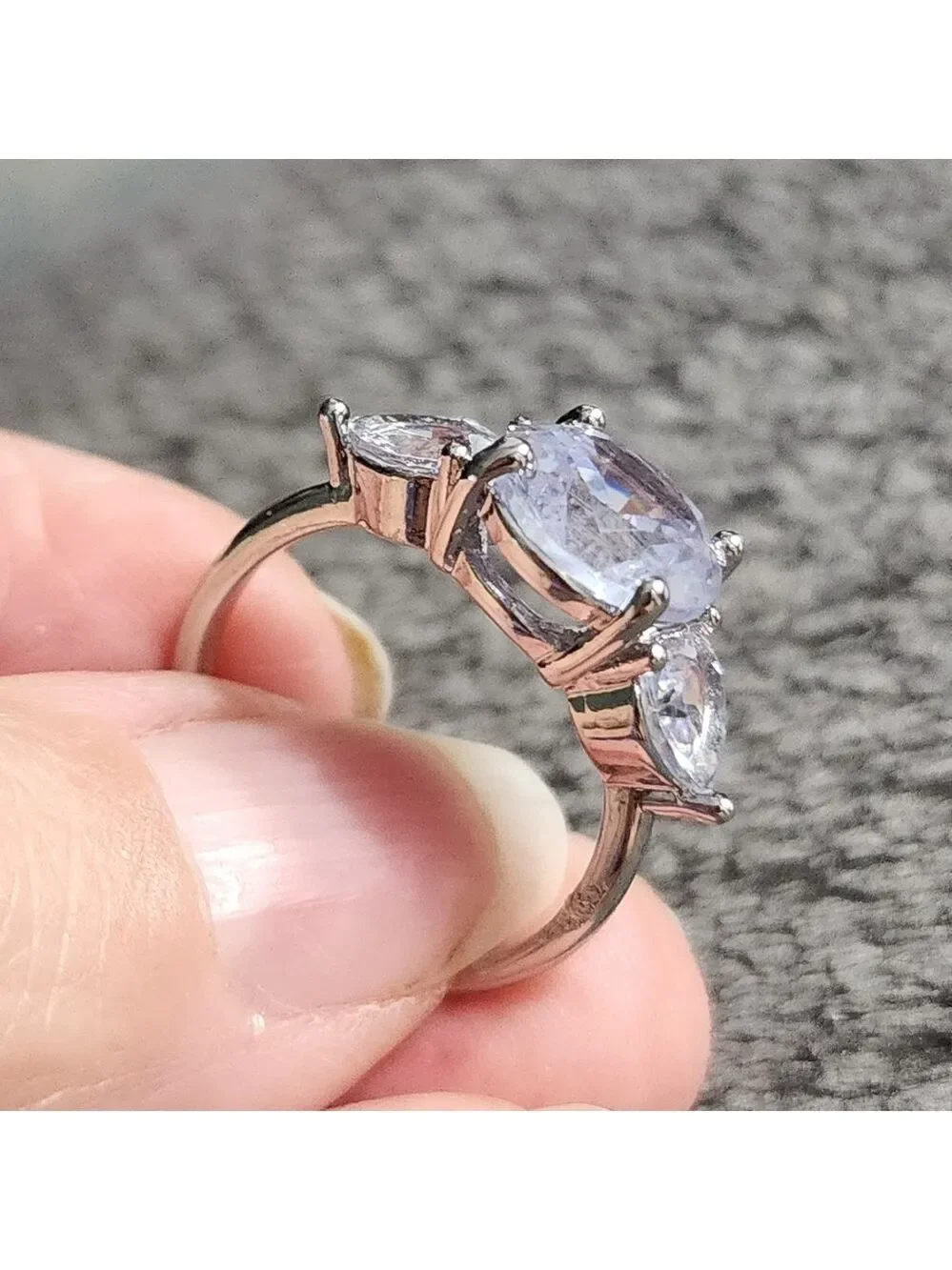 Silvertone and Ice Blue Gemstone Ring